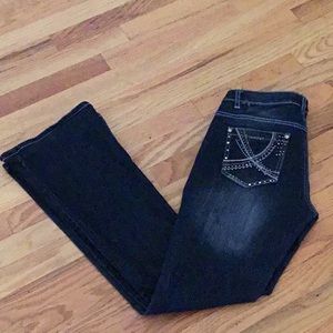 Juniors RED RIVET Dark Wash Bootcut Jeans 9